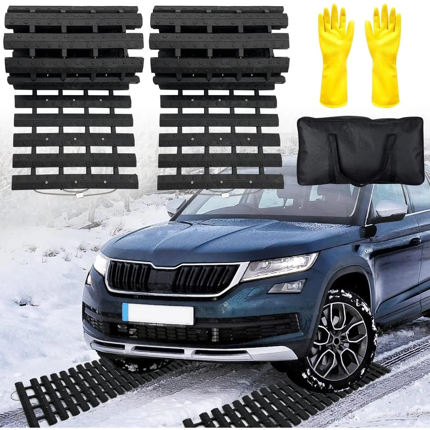 Devices 2 count Tire Traction Mats .2" (L) x 10.8" (W), Portable for Snow, Ice, Mud, and Sand to , , Van or   off road winter accessories (2PCS* .2in)