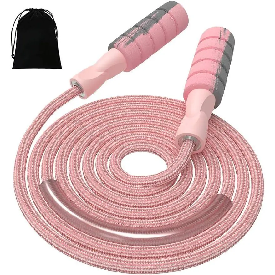 Jump Rope Cotton Adjustable Skipping Weighted jumprope for Women,Adult and Children Athletic Fitness Exercise Jumping Rope (Pink)
