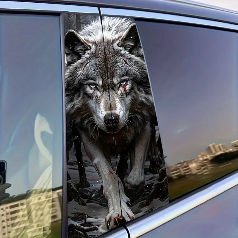 Wolf King Car Sticker Set, 2 Sheets, Easy to Apply and Remove, Specially Designed for B-Pillar Protection, Car Decals, Automotive Decals, Car Vehicle Decoration, Car Styling Decals