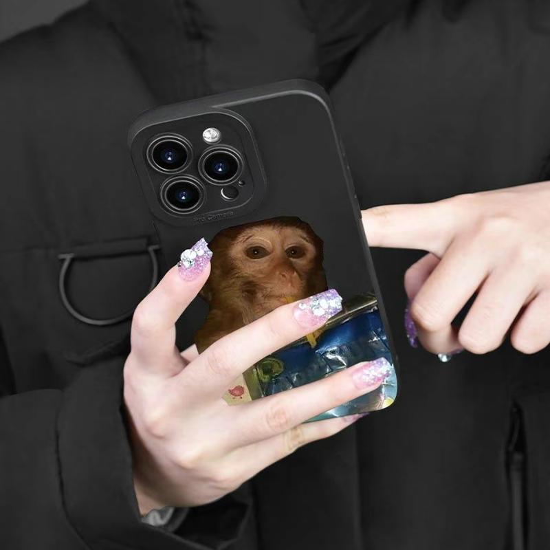 Funny Monkey Pattern Phone Case, Protective Casing, Durable, Shockproof Protection, Full Camera Cover, Compatible with iPhone 16 Pro Max, 11, 12 Pro, 13 Pro, 14, 15 Plus, 15 Pro Max, 17 Air Gift