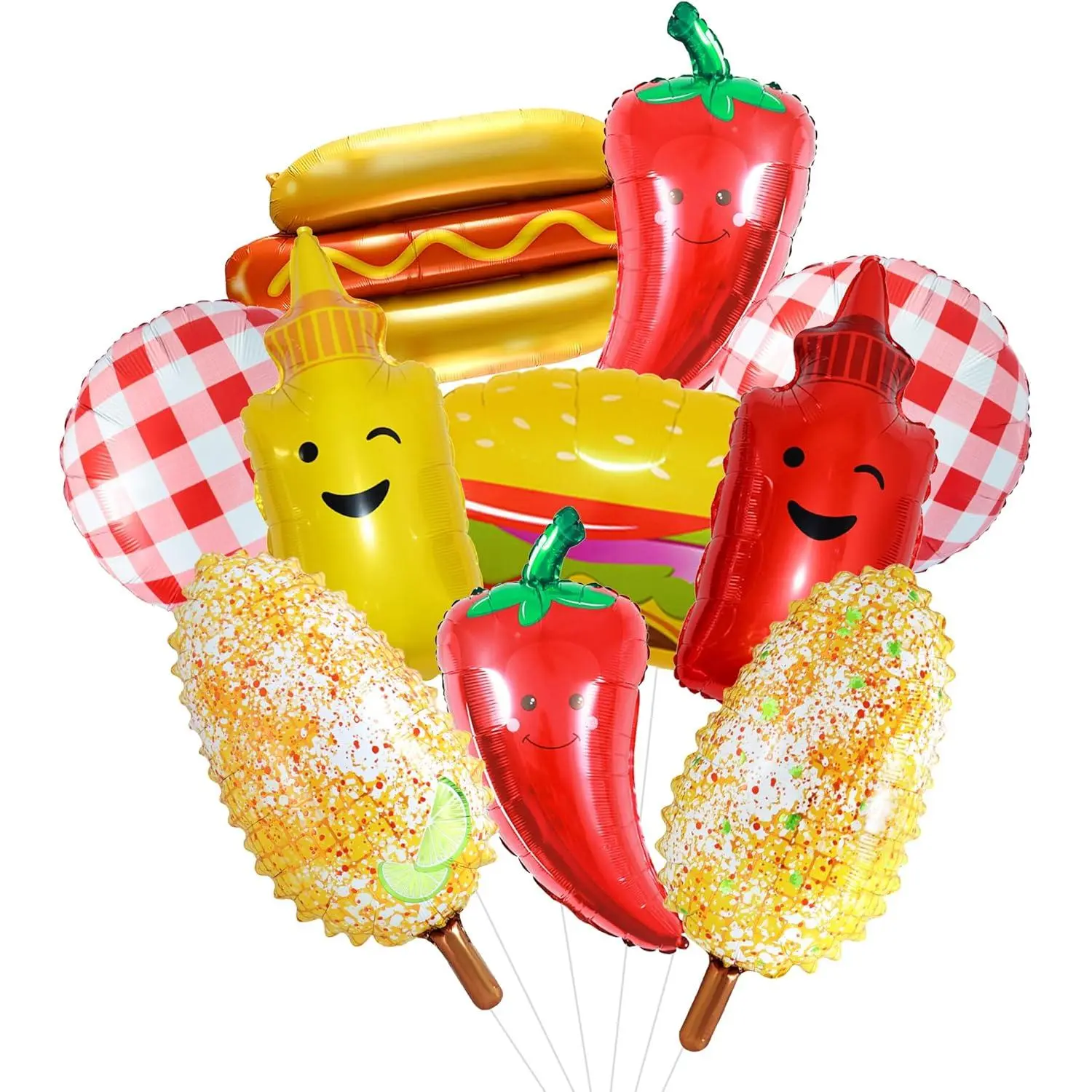 BBQ Balloons Hot Dog Hamburger Balloons Summer Baby Q I Do BBQ Decorations Picnic Cookout Themed Decor for Baby Q Baby Shower Hibachi Party Backyard Party Babyque Baby Shower Decorations
