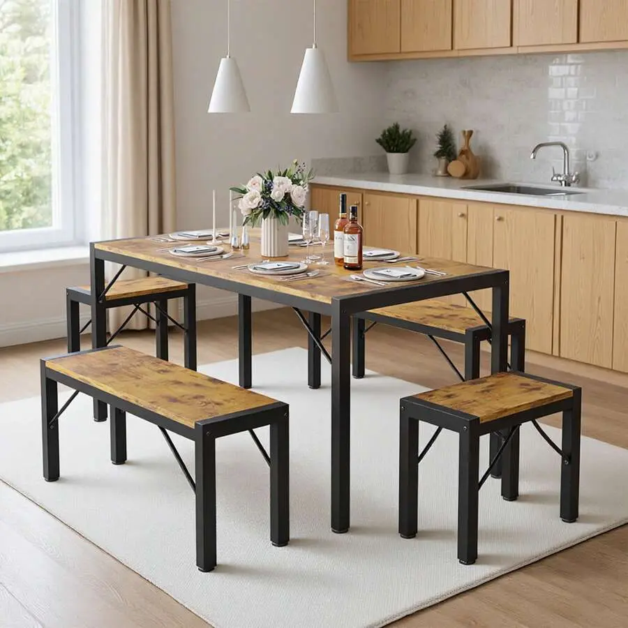 Dining Chair Set Of 4 , Dining Table Set 6, Coffee Table With 2 Benches And 2 Chairs,  Table Set Apartment,Room Decor,Christmas Gift