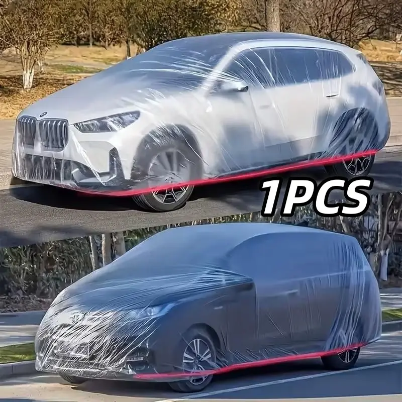 Full Coverage Car Cover, Waterproof Dustproof Pe Film, All-Season Universal Car Cover, Transparent Pe Car Cover, Portable Design, Durable Cover, Waterproof Covers, Car Covers For Automobiles