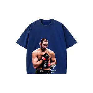 Casual Streetwear Style, Men's T-Shirt, Featuring Professional Mixed Martial Artist In Fighting Pose With UFC Branding And Signature, Designed For Fans Of Combat Sports And MMA Events, Ideal For Everyday Wear During Spring And Summer Seasons, Perfect Gift