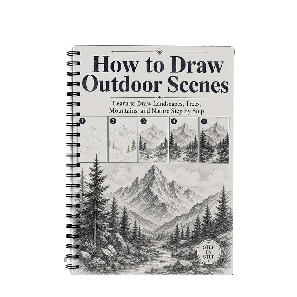 Landscape Drawing Guide, Step-By-Step Sketching for Beginners, Adults, Teens, Art Lovers, Travel Practice, Mountains, Forests, Lakes, Clouds