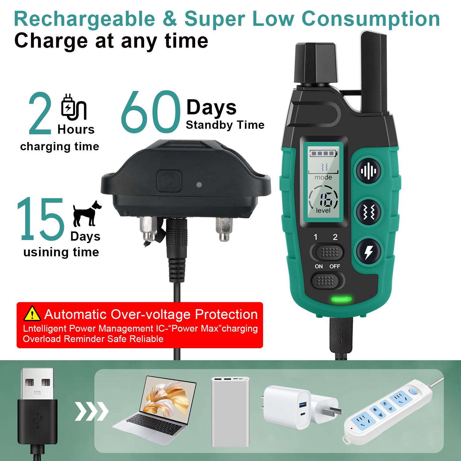 Rechargeable Dog Training Collar, 3300ft Remote Control Dog Training Collar with Adjustable Nylon Strap, Pet Training Accessories for Small To Large Dogs,  Pet Products