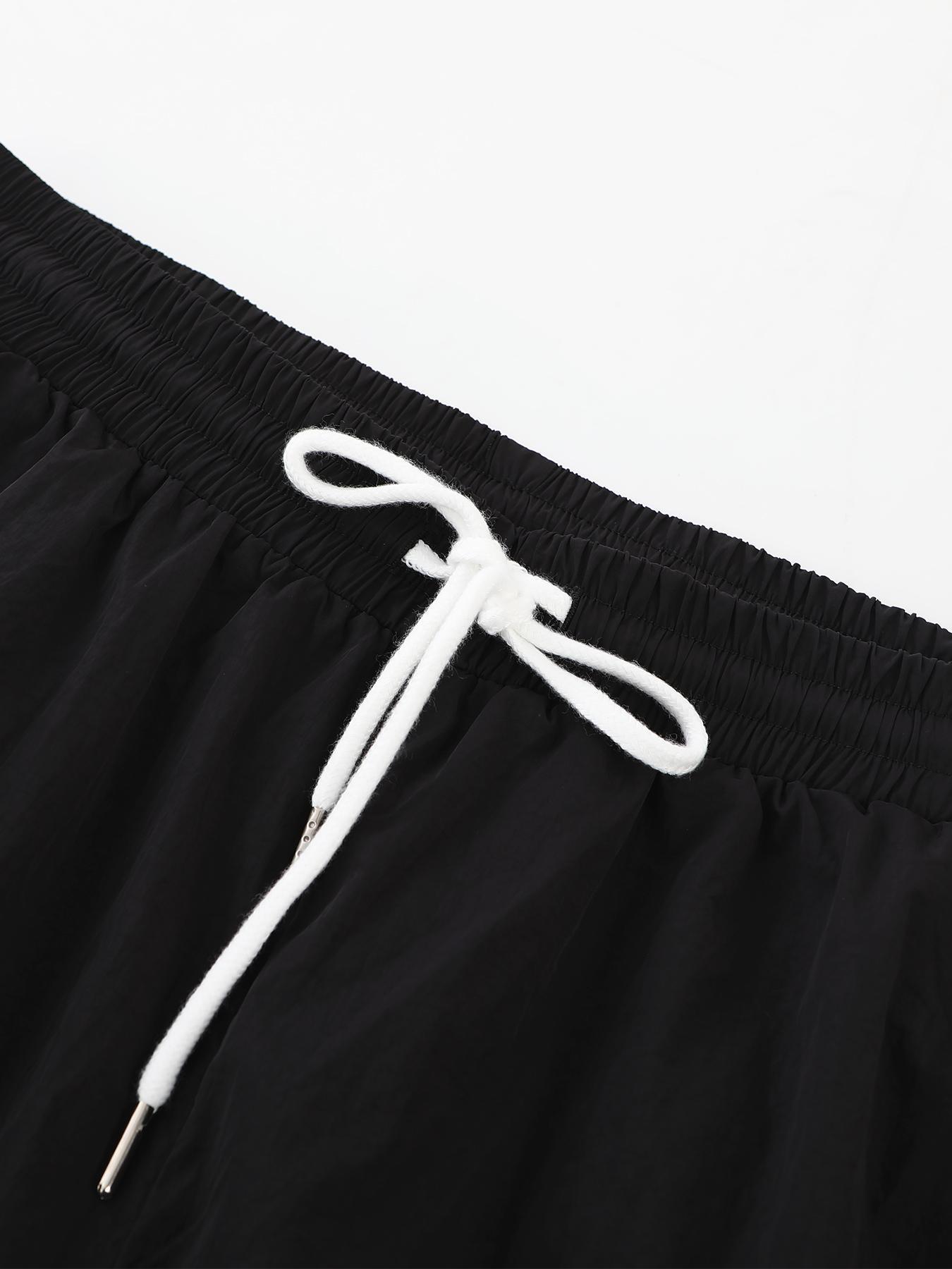 Men's Letter Print Drawstring Waist Athletic Pants, Casual Comfy Contrast Binding Pocket Straight Leg Trousers for Daily Wear, Unisex Workout Bottoms for All Seasons