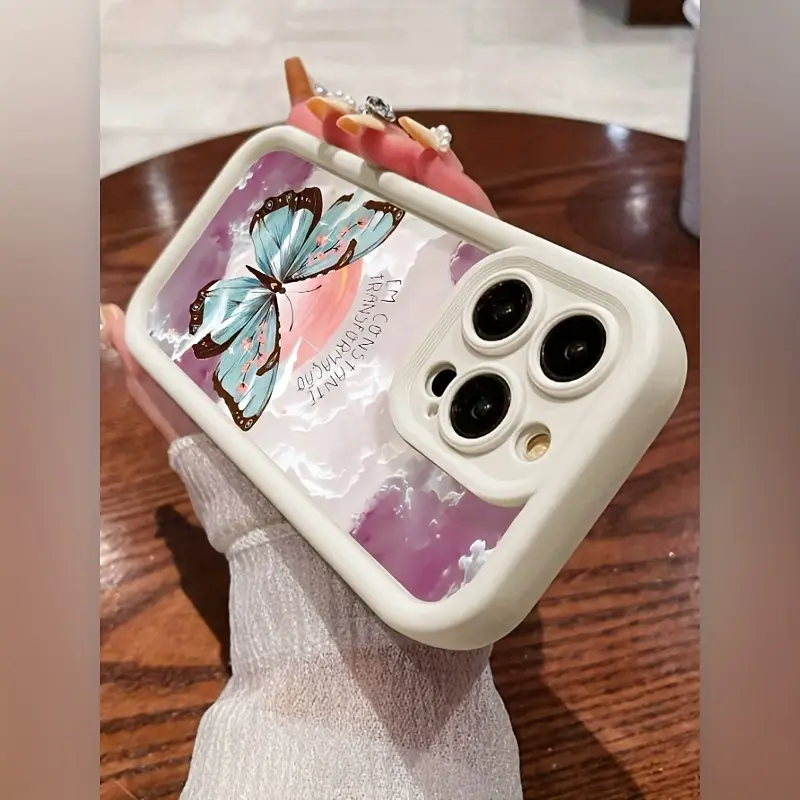 Phone case: Marbled Butterfly 7/8 Plus Anti-Drop Soft Case, Simple and Premium Air Cushion Compatible with iPhone 14 Pro Max, Apple 13 Phone Case, Couple XS Max New 12 Pro Anti-Drop XR Frosted 11 Unisex 13 Full Coverage 15 PRO Soft Case 15 Protective