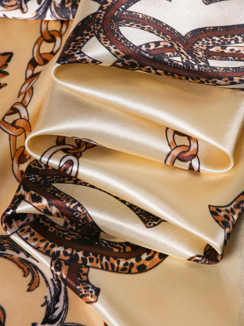 Women's Leopard Print Satin Scarf, Fashionable Soft Scarf for Daily Wear, Casual Versatile Scarf for Women & Girls
