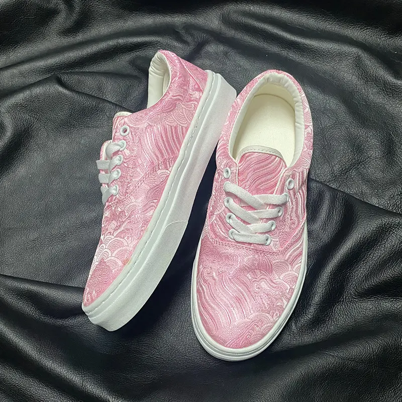 Pink Sakura Low Top Couple Shoes Unisex Canvas Sneakers Size 40-46 Casual Sports Shoes for Men Women All Match Fashion Footwear