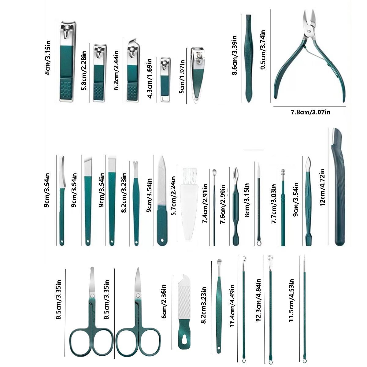 Stainless Steel Nail Clipper Set with PU Leather Storage Box, 24/26pcs Professional Multi-functional Manicure Tools, Nail Tools for Home & Travel, Nail File Kit