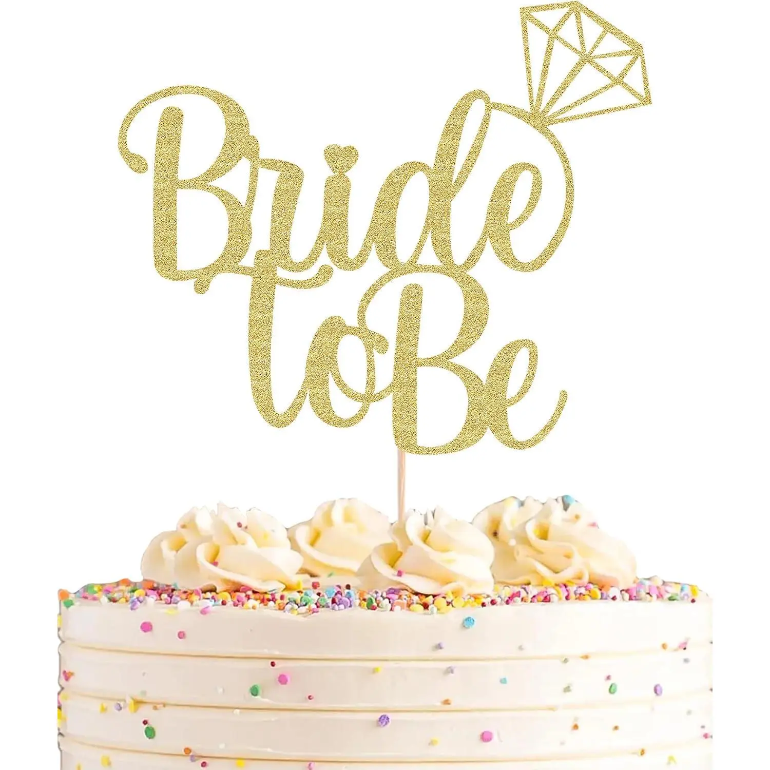Bride To Be Cake Topper -  Glitter Bridal Shower Cake Decoration  - Bridal Wedding Engagement Party Decoration Photo Prop
