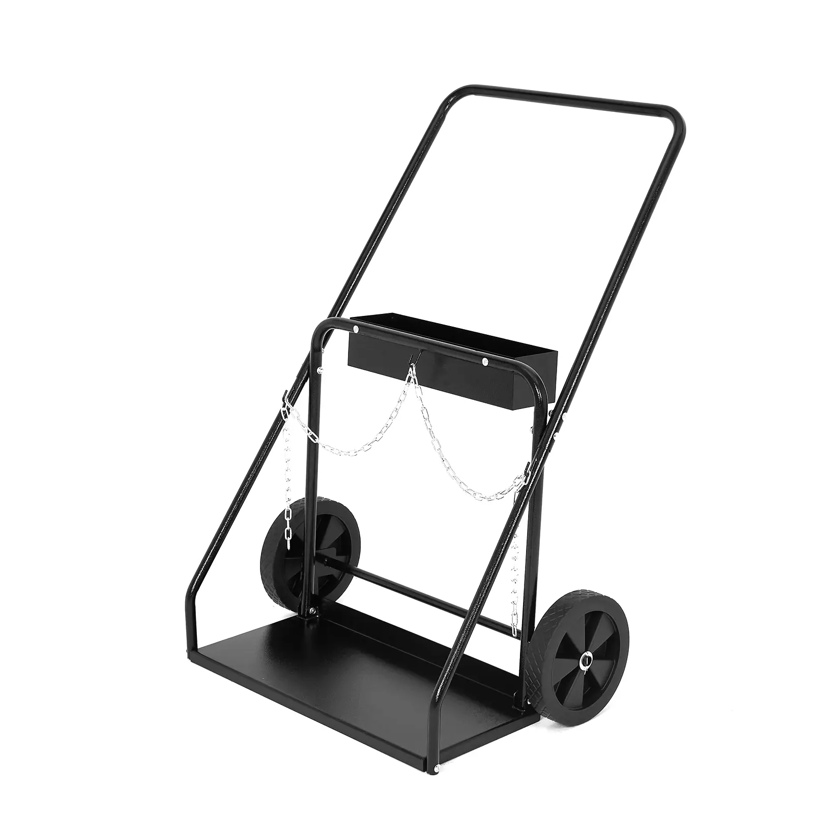 Dual Oxygen Cylinder Cart - Premium Heavy Duty Welding Cylinder Cart & Cutting Torch Cart for Workshop Use with 10" Wheels, Safety Chains & 440 lbs Capacity