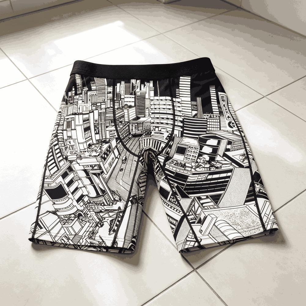 Mens Graphic Boxer Briefs Streetwear Ice Silk Compression Shorts Quick Dry Breathable Long Leg Athletic Underwear Summer Gym Fit