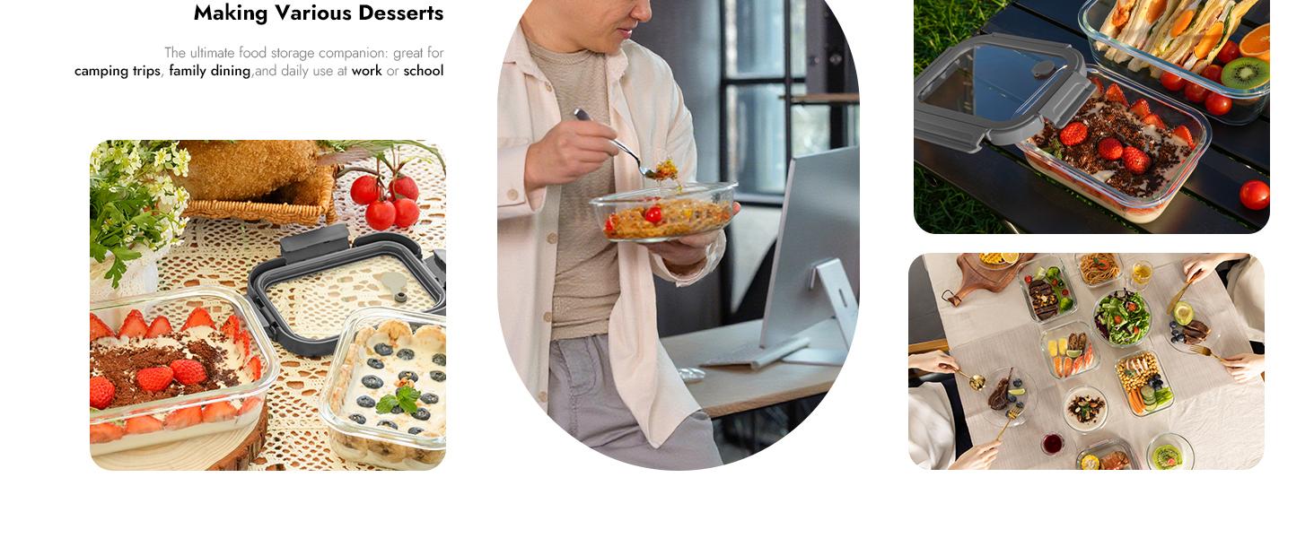 12-Pack Glass Containers with Tempered Lids – Borosilicate, Oven-Safe(-4°F~950°F), Airtight, BPA-Free, Multi-Size for Meal Prep, Dishwasher Safe (Gray)