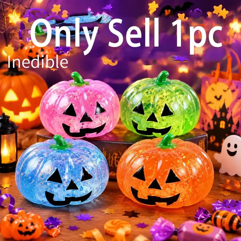 Halloween Pumpkin Head Stress Relief Toy, Pumpkin Squishy, Creative Squeeze Fun, Small Novelty Gift, Perfect for Halloween Parties & Kids