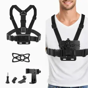 Chest & Head Strap Mount for Phone/Action Cameras, First-Person POV Camera Holder with 135° Adjustable Angle, Compatible with GoPro & Smartphones, Hands-Free for Vlogging, Hiking, Cycling, Outdoor Activities