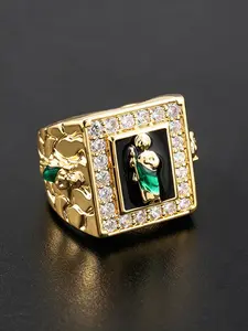 1pc Saint Jude Ring, Mexican men's elegant zircon copper open religious fashion ring, perfect for parties and daily wear, perfect birthday gift, Christmas gift, Father's Day gift