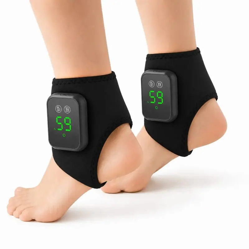 Ankle Heating Wrap with Vibration, Cordless Rechargeable Foot & Ankle Massager with 5 Heat Levels, 3 Vibration Modes, Lightweight Design for Home, Office & Travel  gift campingessentials