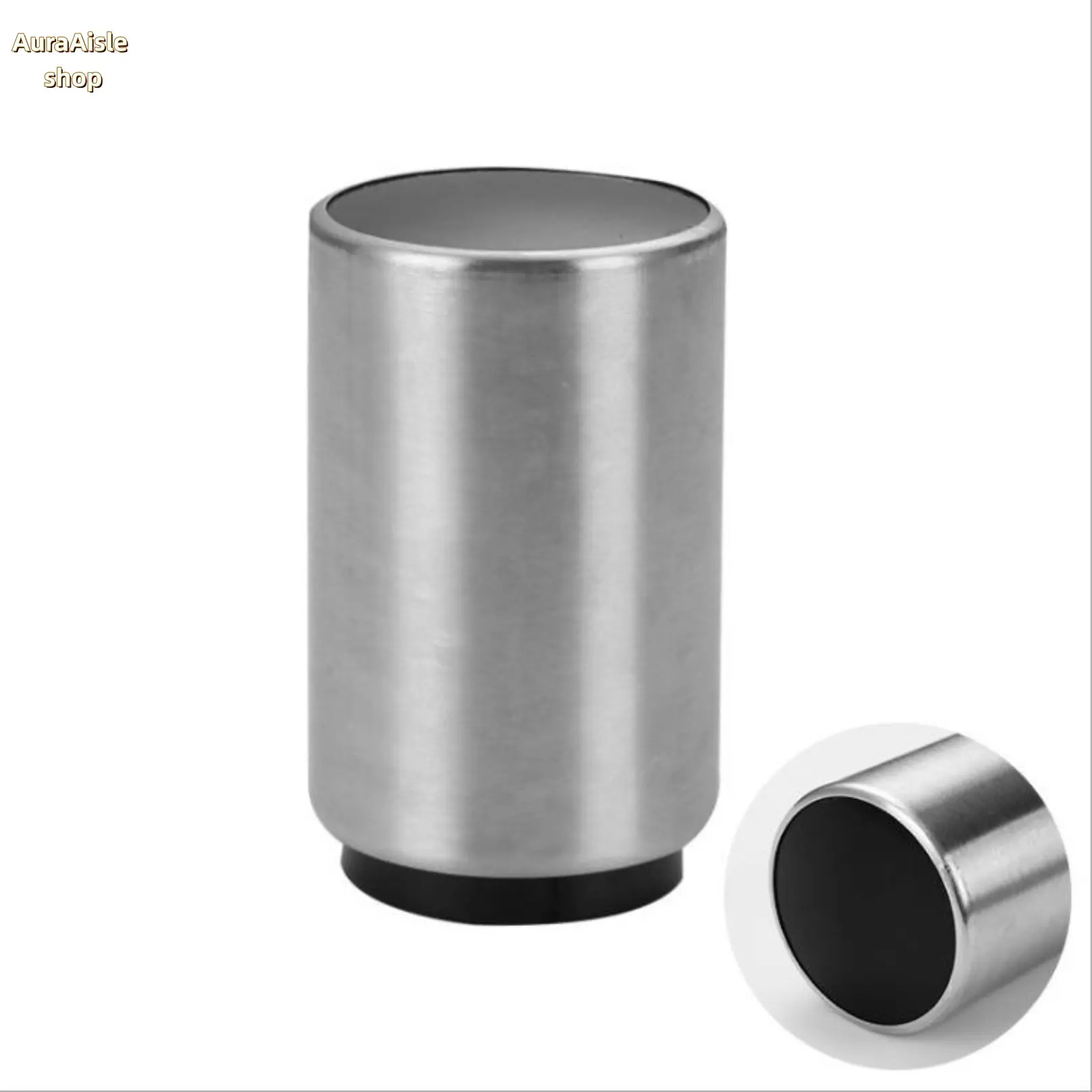 Premium Stainless Steel Silver Magnetic Push-Down Bottle Opener Utensil - Automatic Cap Remover with Detachable Cap Storage, Soccer-Themed Stickers for Kitchen, Bar Use, Utensils