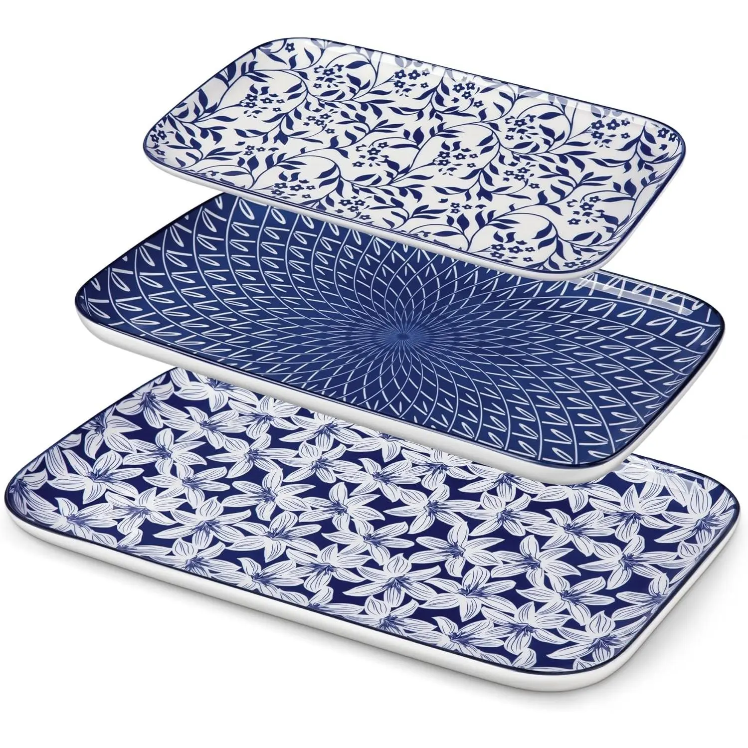 Series 3-Piece Porcelain Serving Platters Set, 16"/14"/12" Ceramic Serving Trays, Serving Dishes for Party, Entertaining & Food Serving