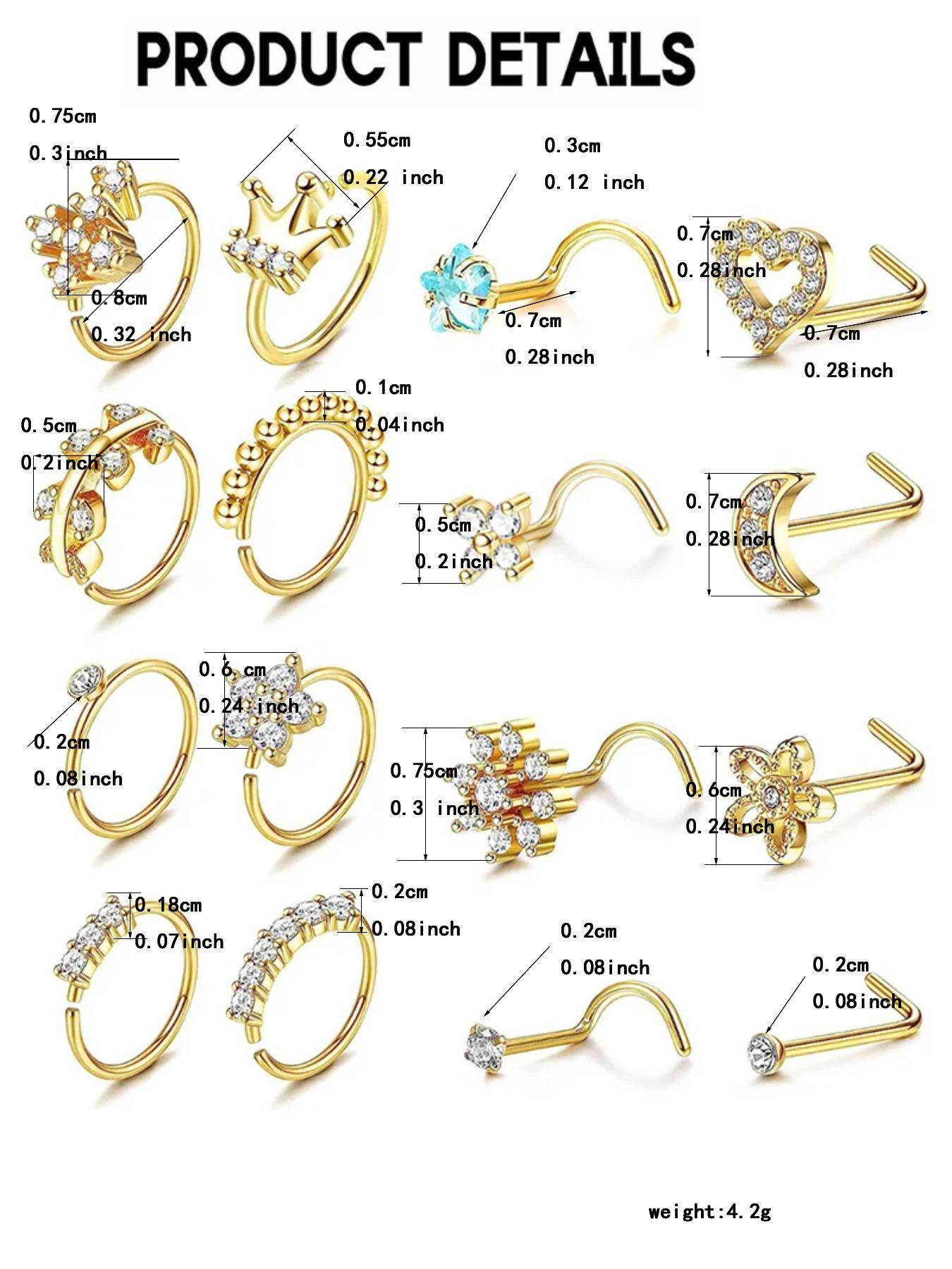 Women's Elegant Rhinestone Decorated Nose Ring, Nose Ring for Women & Girls, Casual Fashion Accessories for Party & Daily Decor, Trendy Jewelry for Gift, Nose Piercing Jewelry, Nose Cuff, Body Piercing Jewelry