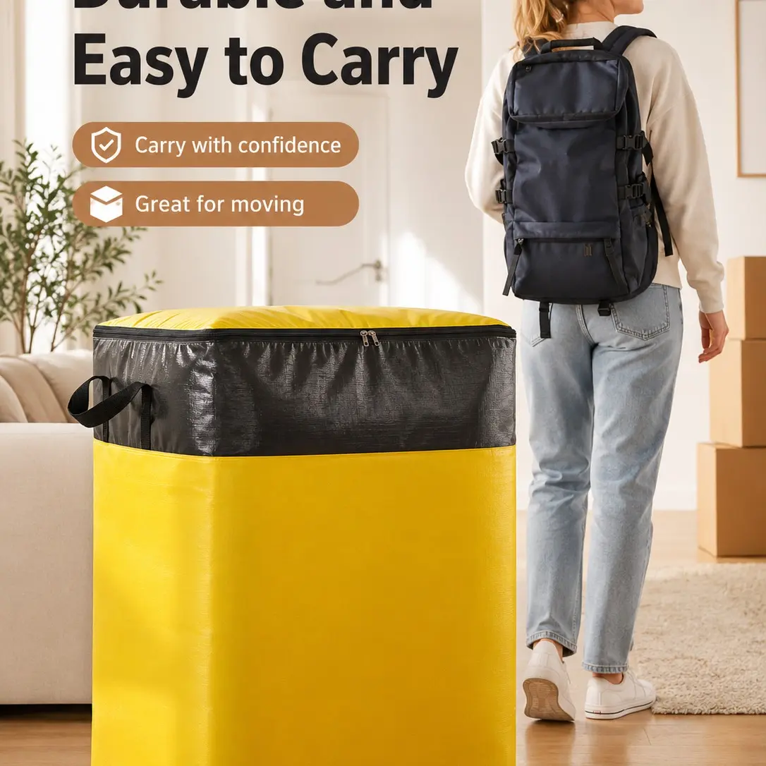 180L Extra Large Moving Bags with Zipper, Storage Organizer, Foldable Waterproof Container, Ideal for Home Moving & Seasonal Storage