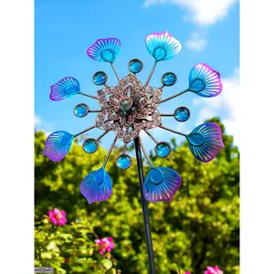 Colorful Metal Wind Spinner for Garden, Flower Windmill Yard Decoration, Outdoor Garden Stake, Durable Patio Ornament for Lawn, Backyard, Porch and Outdoor Spaces, Perfect Gift for Garden Lovers