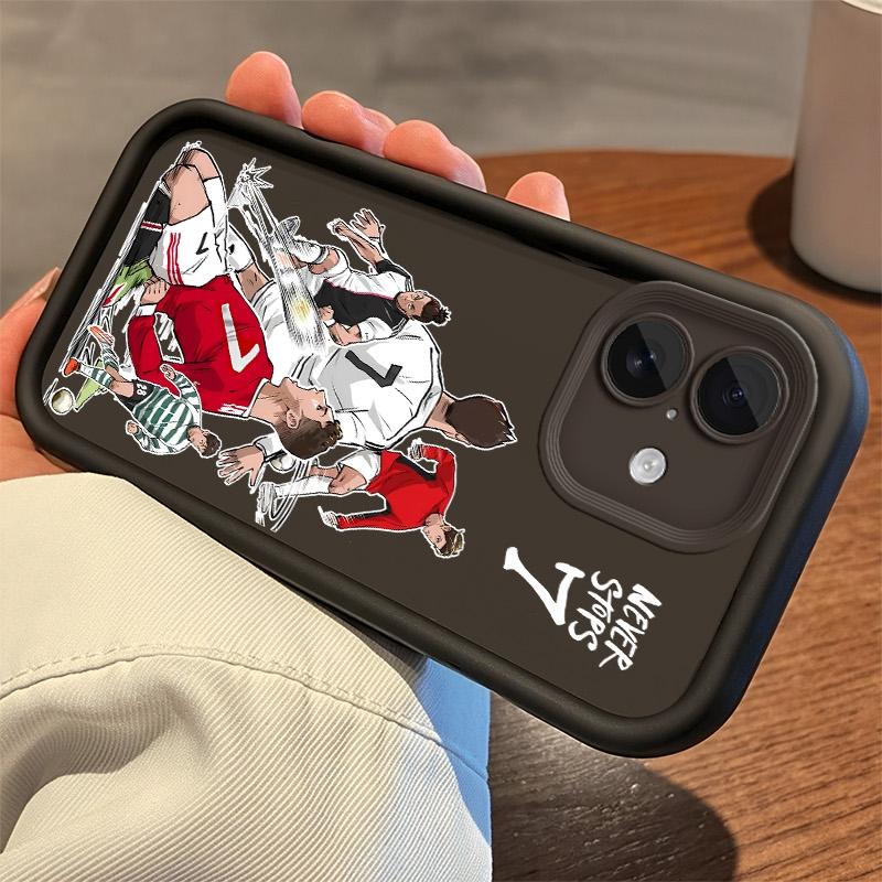 Soccer Player Number 7 Junk Phone Case for iPhone 17 Pro Max 16 E 15 14 Plus 13 12 11 Pro Max & Samsung S21S22 S23 S24 S25 S26 Ultra Plus, "Never Stops" Football Legend Brown Matte Shockproof Protective Cover