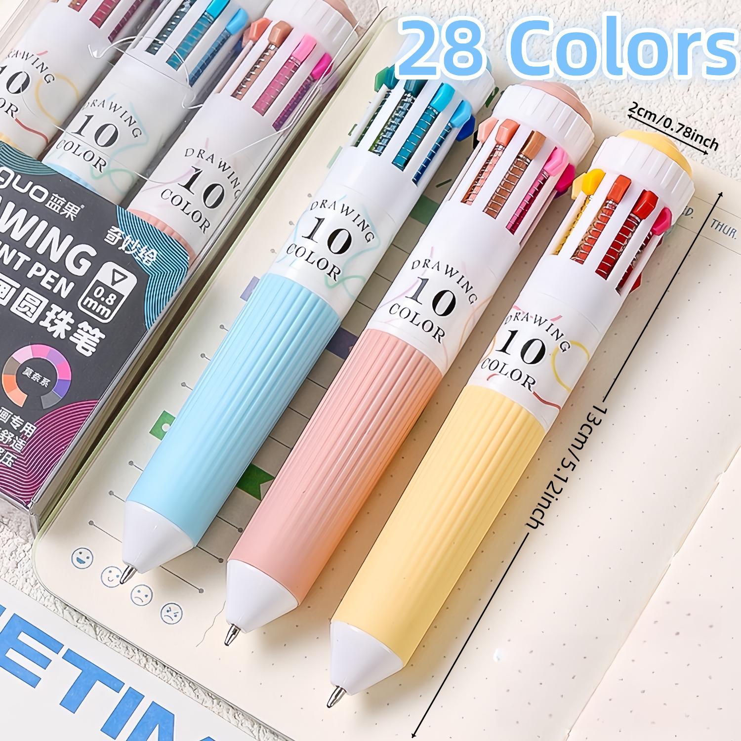 28 Colors Ballpoint Pen Set, 10-in-1 Colored Pens, Fine Point Retractable Ballpoint Pen for Office School Supplies Students Gifts, Colorful Precision Pens, Drawing Pens Set, Art Supplies