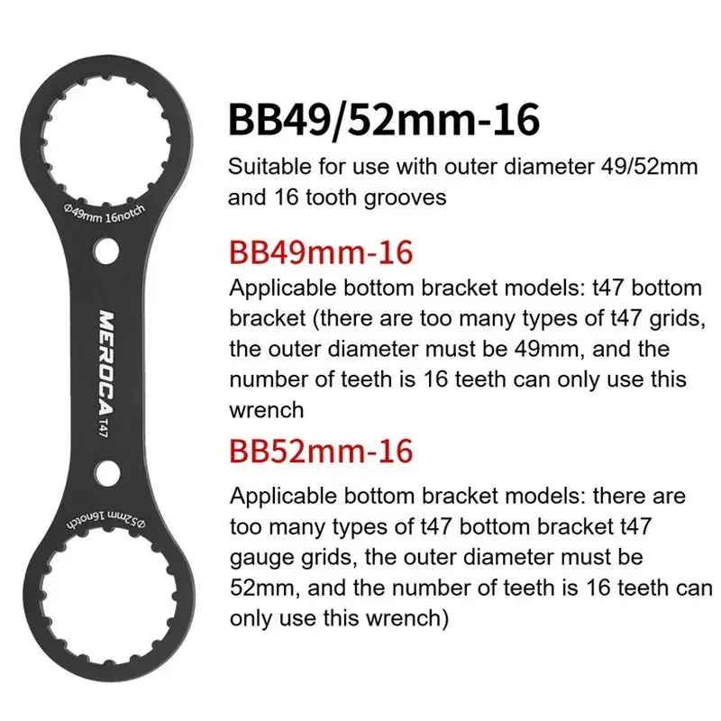 Bicycle Bottom Bracket Wrench, Bike Bb Wrench for Removal and Installation, Compatible with Bb39, Bb40.5, Bb44, Bb46, Bb49, Bb52, T47, 16/24 Notch