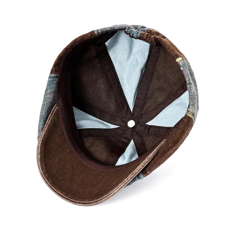 Retro Newsboy Caps Men British Painters Hats Spring Summer Cotton Octagonal Berets Herringbone Gatsby Flat Cap Hip Hop Berets