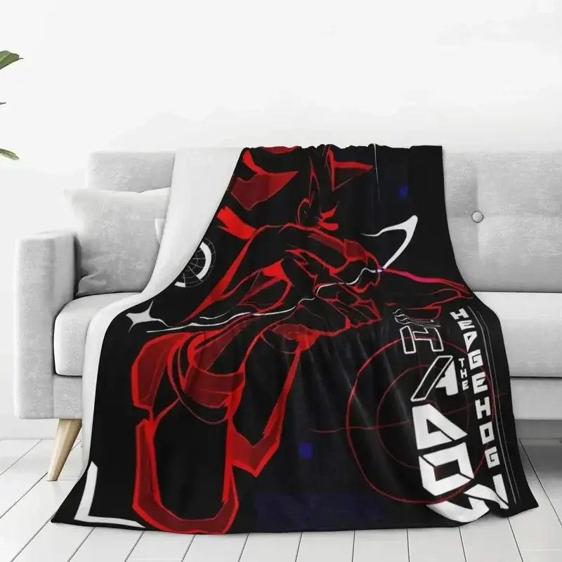 Shadow The Hedgehog Flannel Blanket 3D Print Red Black Anime Character Soft Warm Throw Blanket Sofa Bed Decor For Game Fans