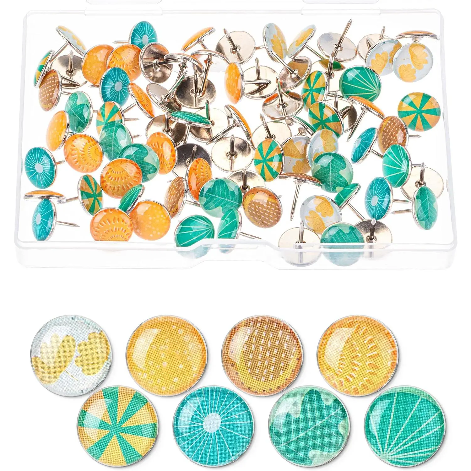 - Decorative Push Pins, 80 count, 8  Designs, Botanic Bloom | Cute Push Pins for Bulletin Board, Cute Thumb Tacks for Cork Board, Office Organization or  Décor