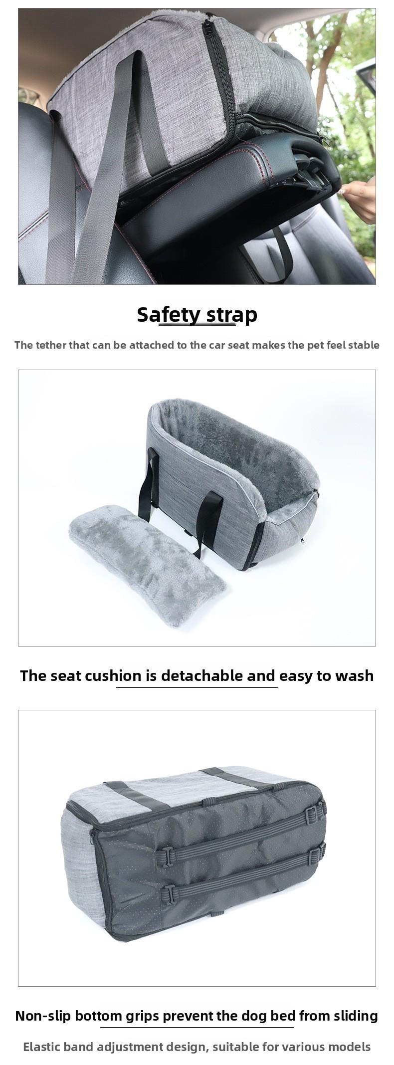 Portable Central Console Pet Car Seat Detachable Washable Travel Carrier Bag Multifunctional Handheld Safety Car Bed for Small Dogs Cats