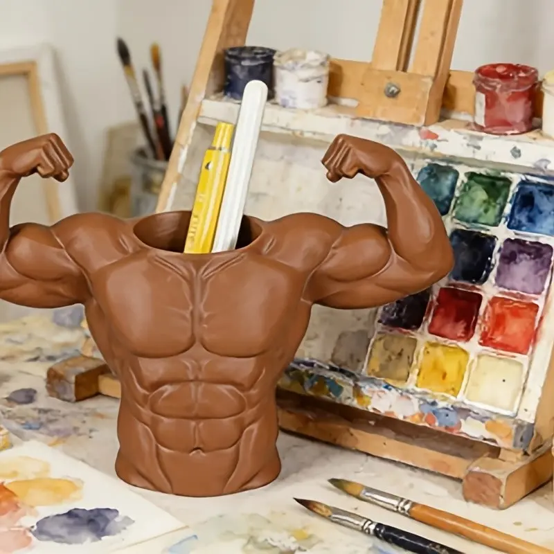 Funny Muscle Man Pen Holder, Creative Desk Organizer, Novelty Pencil Holder, Office Desk Decor, Desktop Storage Cup, Funny Gift for Coworkers