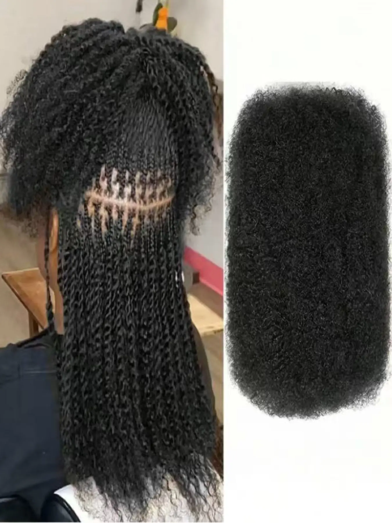 1 Pack Afro Kinky Curly Human Hair Bulk Suitable for Permanent Micro Locs/Twists/Braids Locs - Bulk Hair Extensions for Full Head Volume
