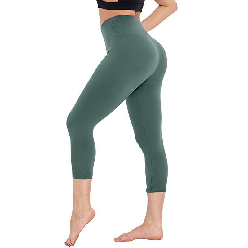 High Waisted Yoga Capris Butt Lift Tummy Control Quick Dry Slim Fit Workout Athletic Leggings