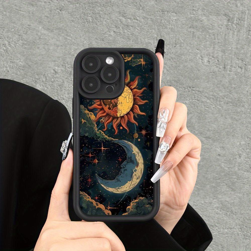 Sun and moon pattern TPU Case for iPhone 17 Pro Max 16 16e 15 14 Plus 13 12 Mini 11 Air X XS Straight Edge Drop-Resistant Rugged Durable Cover Shell Valentine's Day Gift 2D printing