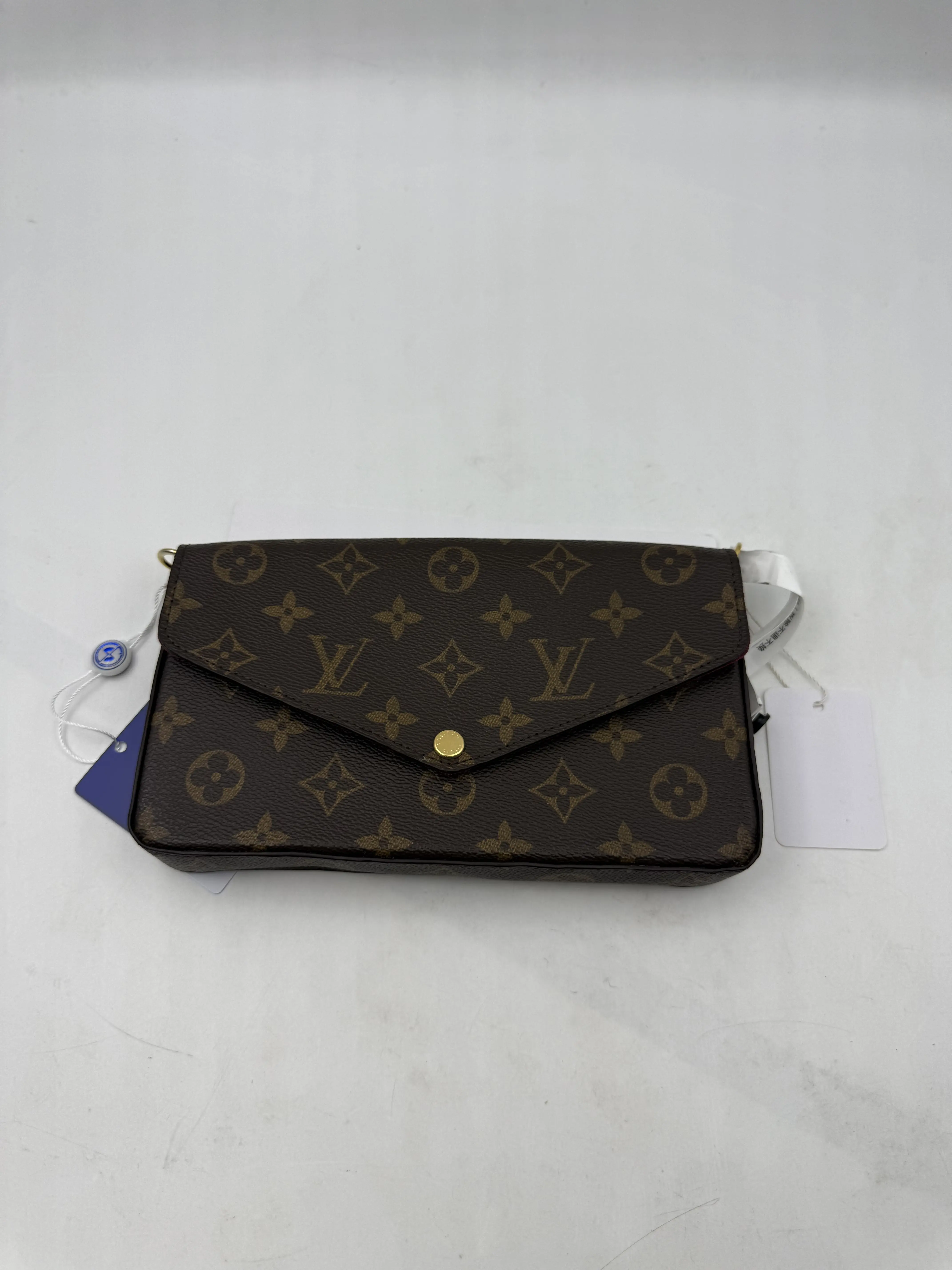 Pre-owned Louis Vuitton Pochette Felicie, Brown Monogram Canvas, Envelope Chain Crossbody Bag