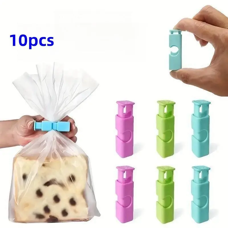 10-Pack Bread Bag Clips, Baozi Bag Clips, Sealing Clamps, Easy Squeeze and Lock, Ideal for Various Bags, Home Kitchen Essentials