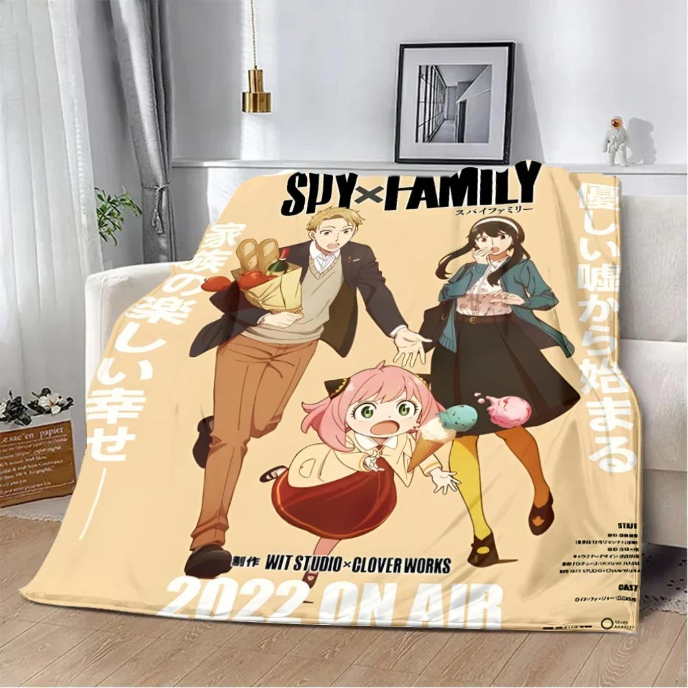 Spy x Family Anime Cartoon Printed Flannel Blanket Soft Cozy Warm Throw Blanket for Sofa Bed Picnic Travel Home Decor Birthday Gift for Fans