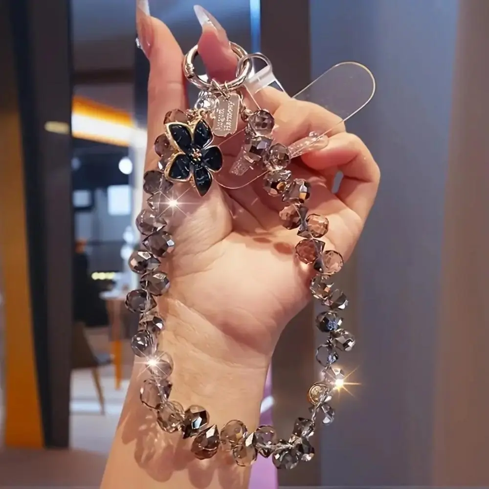 Women's Portable Aesthetic Teardrop Crystal Beaded Phone Wrist Strap, Lightweight Multi-Use Keychain Charm Accessory for Sports & Outdoor Protective Gear, Grip, Smartphone, Cellphone, Wristlet Strap, Mobile, Accessories For Women, Female, Aesthetic Outfit
