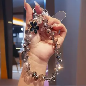 Sparkling Teardrop Crystal Beaded Smartphone Wrist Strap - Portable Cellphone Grip, Multi-Use Short Lanyard Keychain Charm for Women (Sports & Outdoor Protective Gear Accessory)