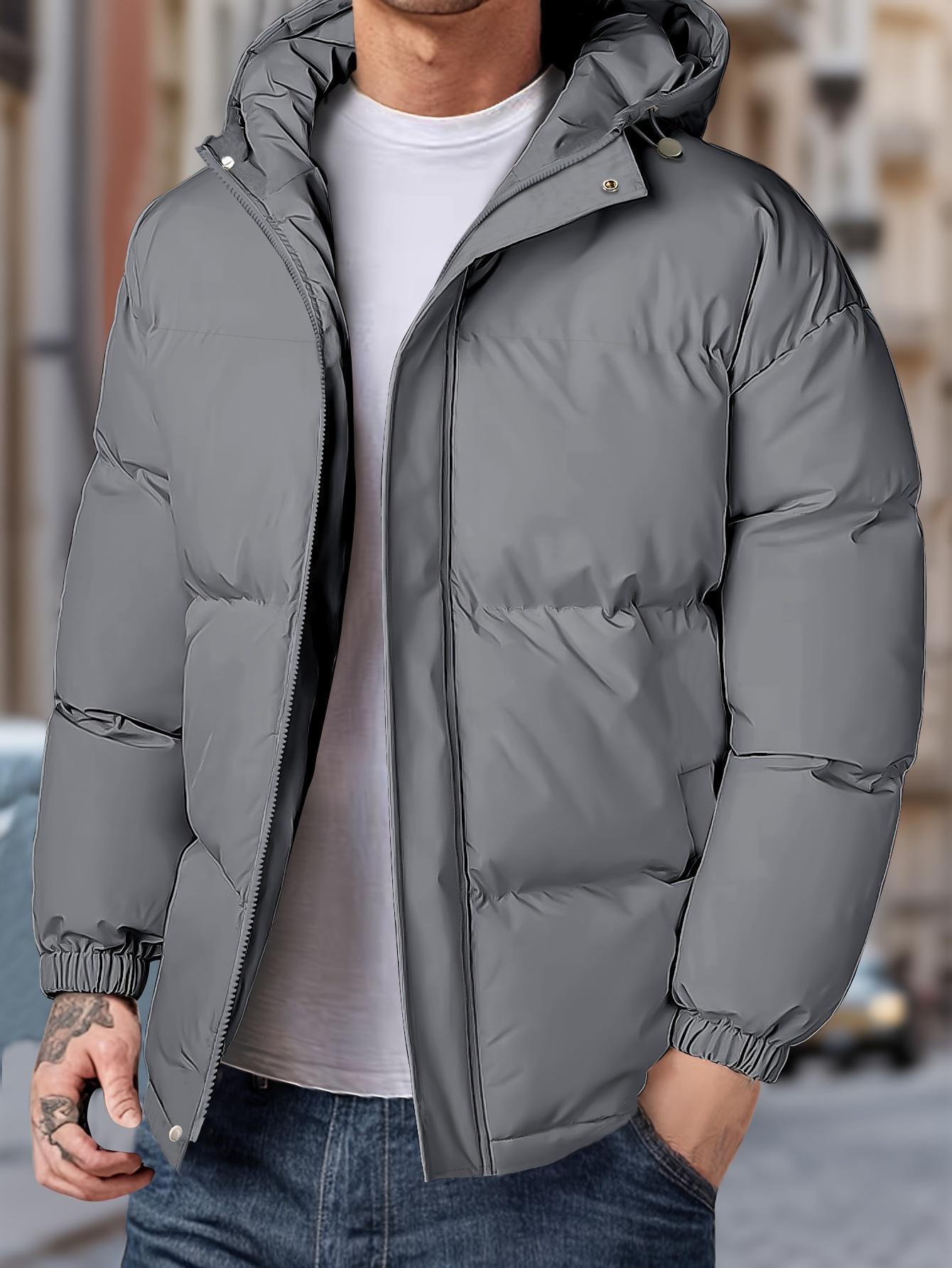 Men's short hooded thick warm cotton jacket Large windproof loose casual bread jacket American style minimalist multi pocket thick cold resistant down jacket
