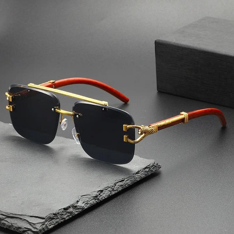Fashion Rimless Luxury Brand Pilot Sunglasses Men Square Driving Eyewear Women Outdoor Driving Eyeglasses Sun Sunglasses