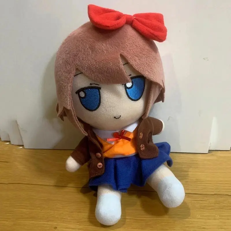Anime Natsuki Monika Sayori Yuri Cosplay Doll Cute Cartoon Character Sitting Posture Girl Plush Cotton Doll Room Decoration