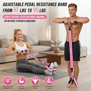 Adjustable Pedal Resistance Band 30-60 lbs with Handles, Multifunctional Foot Resistance Bands for Home Gym, Rehabilitation Training, Body Shaping, Strength Building for Men Women, Workout Equipment