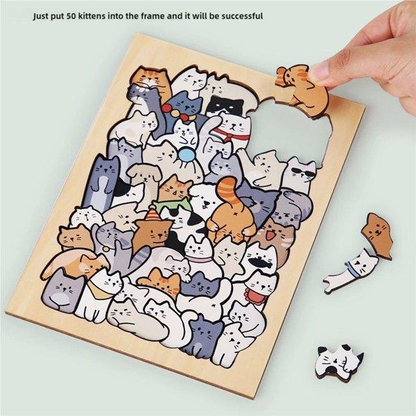 (TK Temu only supports self pickup)Animal Wooden Jigsaw Puzzles with Photo Frame,50 Pieces Pet Unique Shape Puzzle Educational Toys,Birthday Gifts for Adults Kids Girlfriend