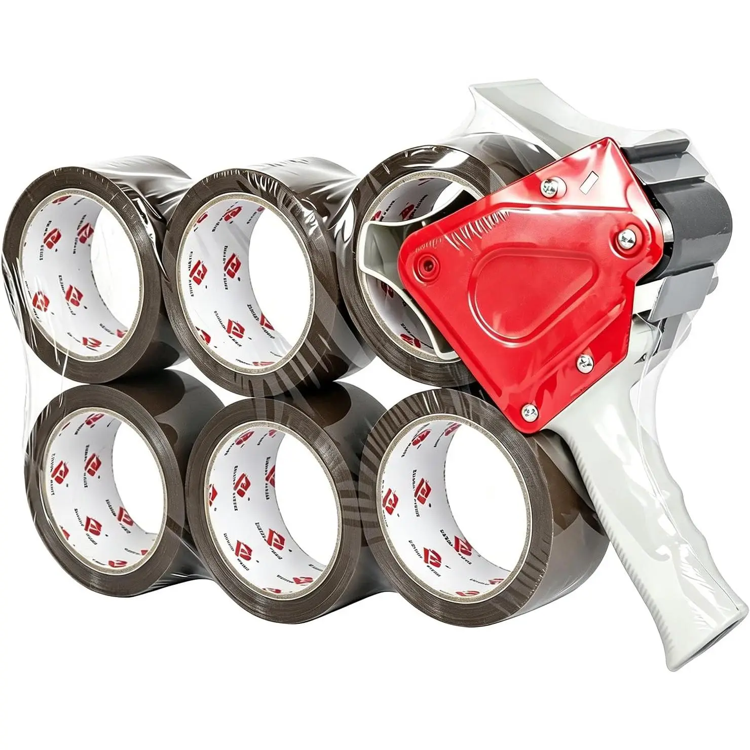 Heavy Duty Tape  and Dispenser with 6 Brown aging Tapes. Brown aging Tape 1.88 Inch X 55 Yards with Metal Tape  Dispenser for Moving Boxes,Warehouse Or General ing Uses
